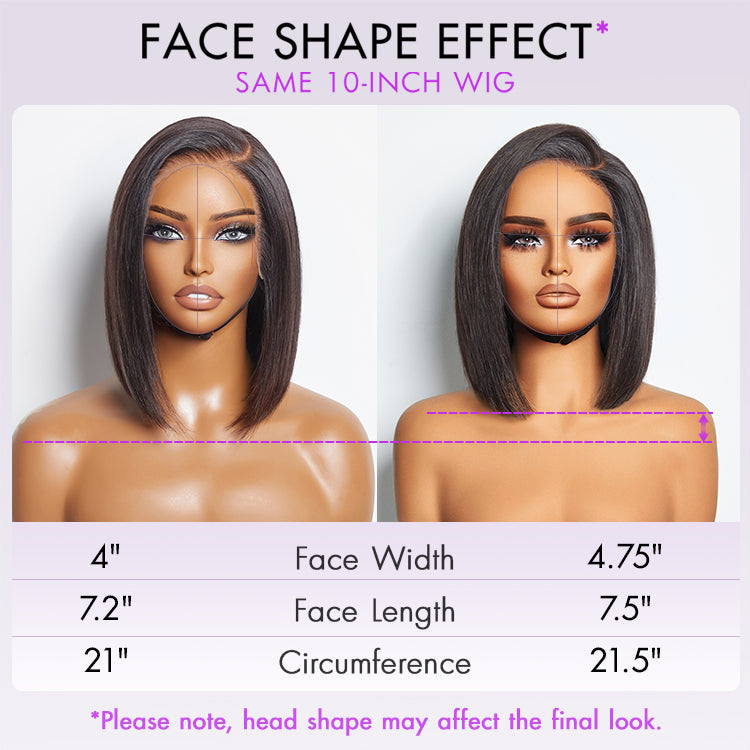 Luxury Glueless 13x6 HD Lace Bob Wig – Short Natural Yaki Texture with Ear-to-Ear Frontal
