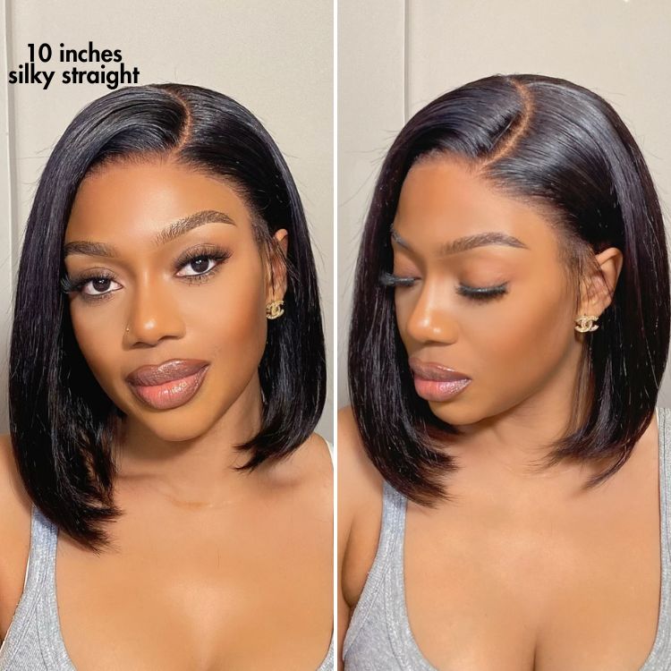 Luxury Glueless 13x6 HD Lace Bob Wig – Short Natural Yaki Texture with Ear-to-Ear Frontal