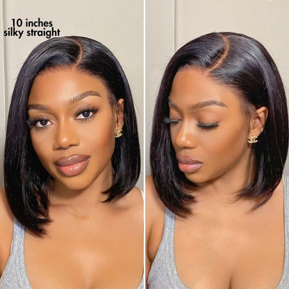 Luxury Glueless 13x6 HD Lace Bob Wig – Short Natural Yaki Texture with Ear-to-Ear Frontal