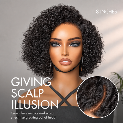 Trendy Short Cut Curly Minimalist HD Lace Glueless Side Part Wig 100% Human Hair Pre-Cut Lace