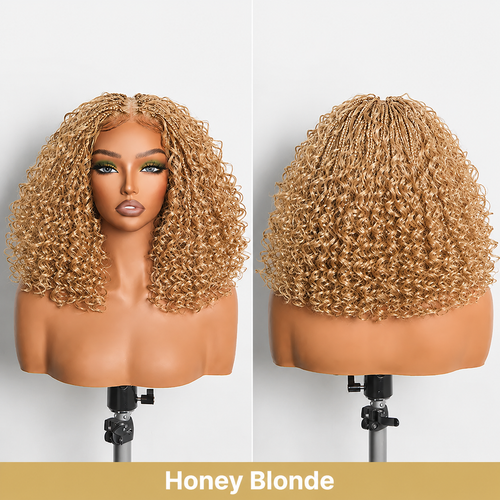 ✨13x6 HD Lace Wig Glueless Wear & Go 12” Boho Braids Water Wave Pre-Cut Lace Wig – Premium Fiber, Beginner Friendly