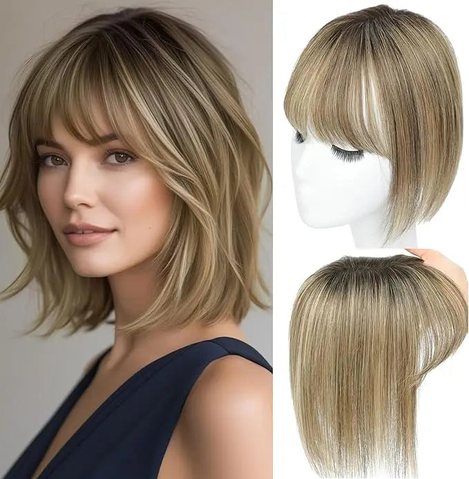 🔥🔥Human Hair Topper with Bangs | Hair Piece for Thinning Hair