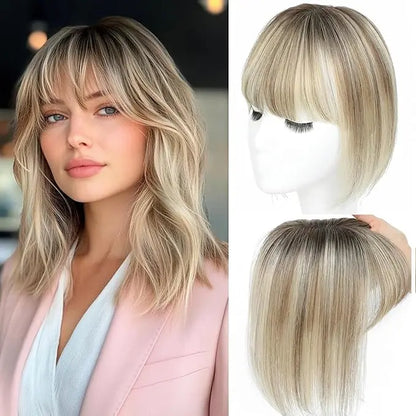 🔥🔥Human Hair Topper with Bangs | Hair Piece for Thinning Hair