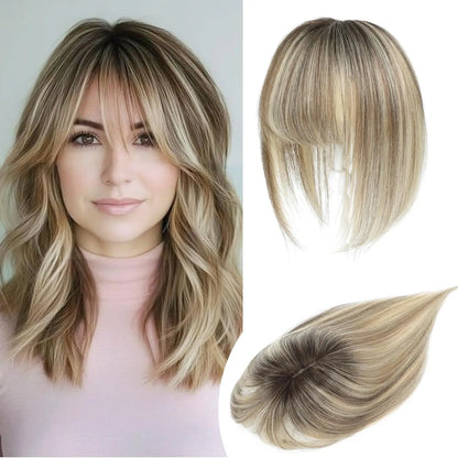 🔥🔥Human Hair Topper with Bangs | Hair Piece for Thinning Hair