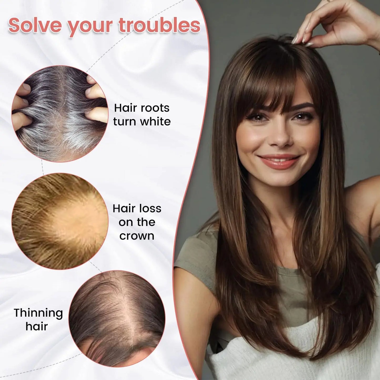 🔥🔥Human Hair Topper with Bangs | Hair Piece for Thinning Hair