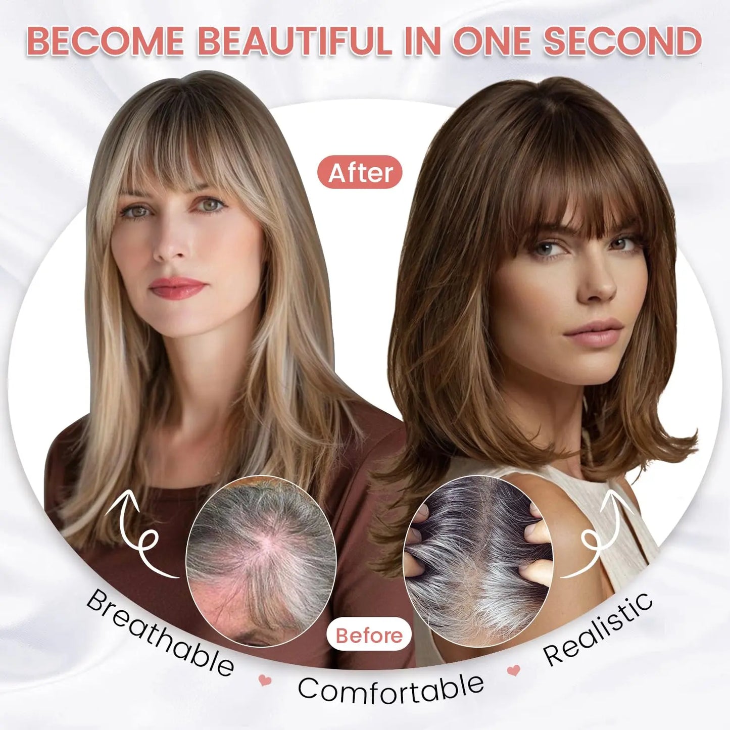🔥🔥Human Hair Topper with Bangs | Hair Piece for Thinning Hair