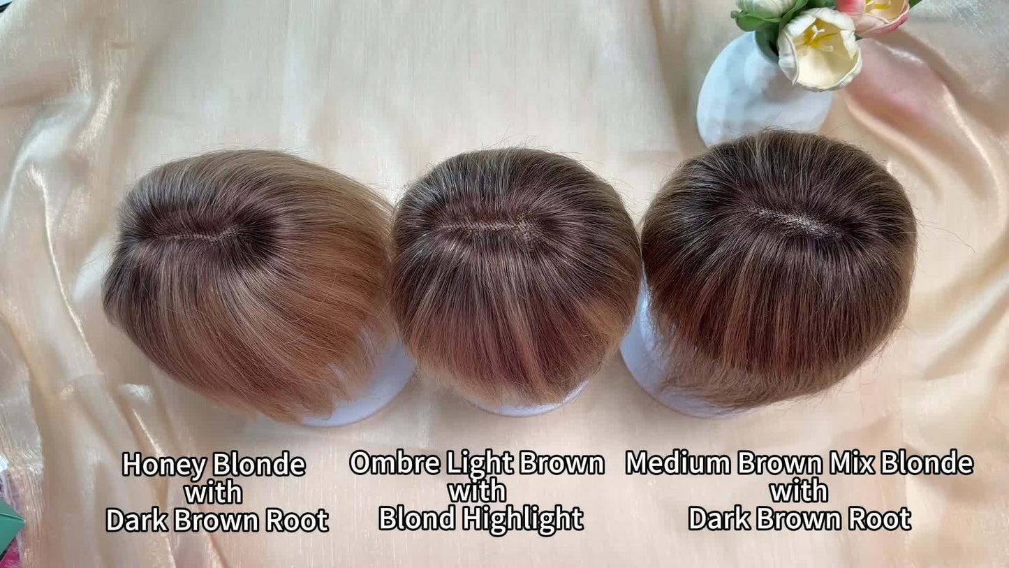 🔥🔥Human Hair Topper with Bangs | Hair Piece for Thinning Hair