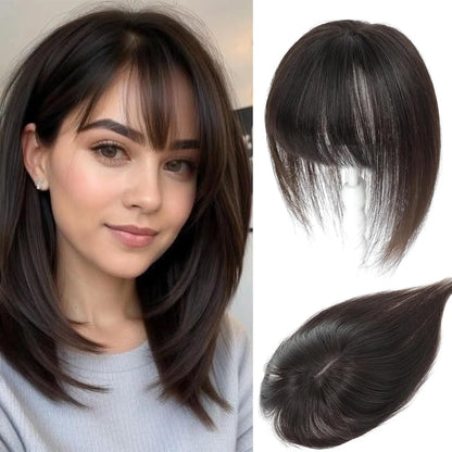 🔥🔥Human Hair Topper with Bangs | Hair Piece for Thinning Hair