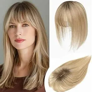 🔥🔥Human Hair Topper with Bangs | Hair Piece for Thinning Hair