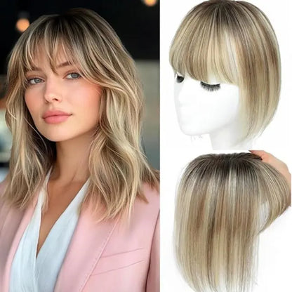 🔥🔥Human Hair Topper with Bangs | Hair Piece for Thinning Hair