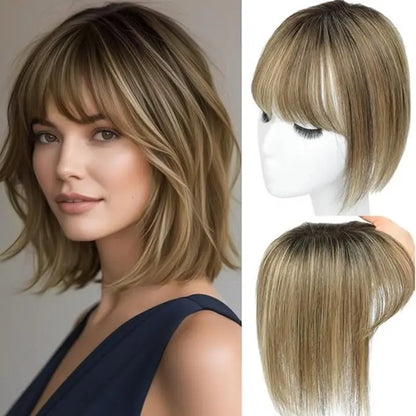 🔥🔥Human Hair Topper with Bangs | Hair Piece for Thinning Hair