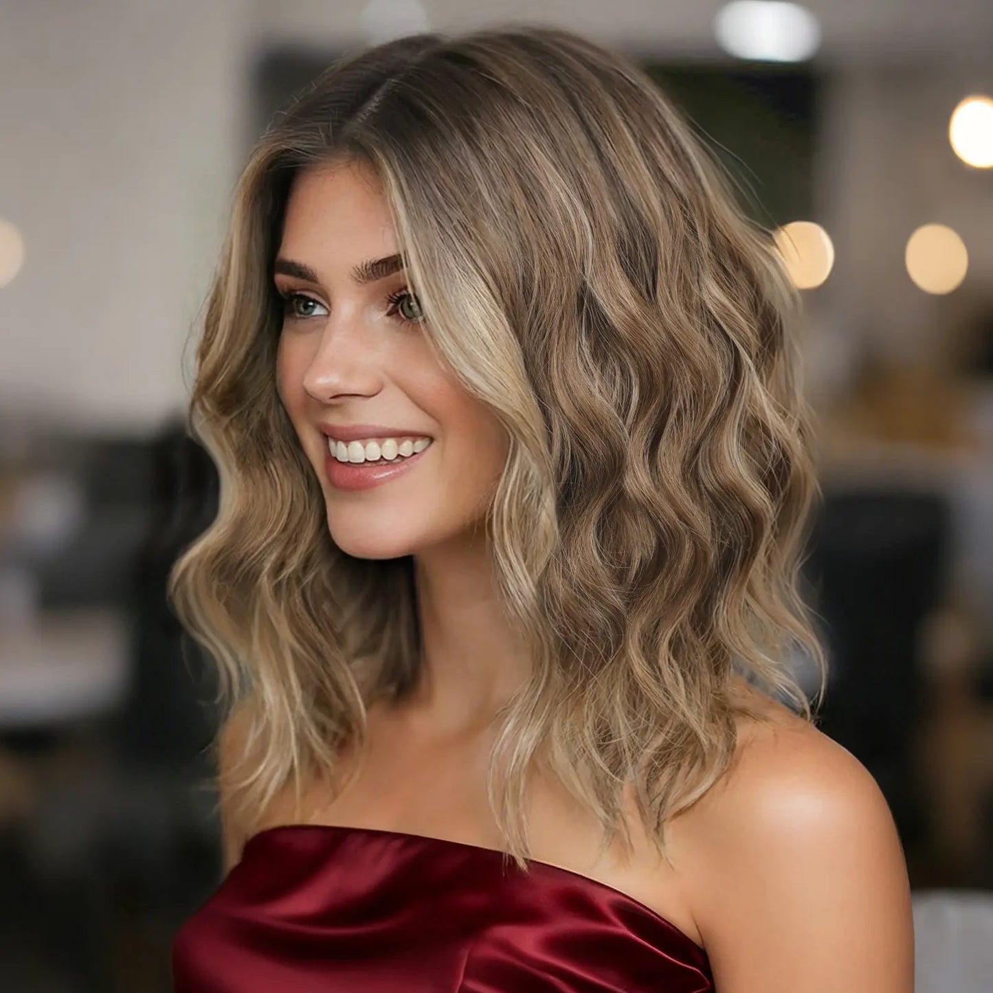 ✨ Natural-Looking Short Wavy Bob Wig With Instant Volume & Adjustable Comfort Fit