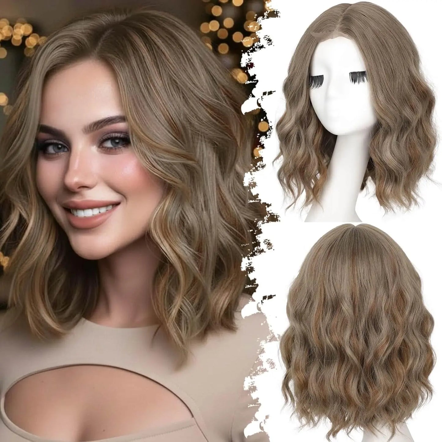 ✨ Natural-Looking Short Wavy Bob Wig With Instant Volume & Adjustable Comfort Fit