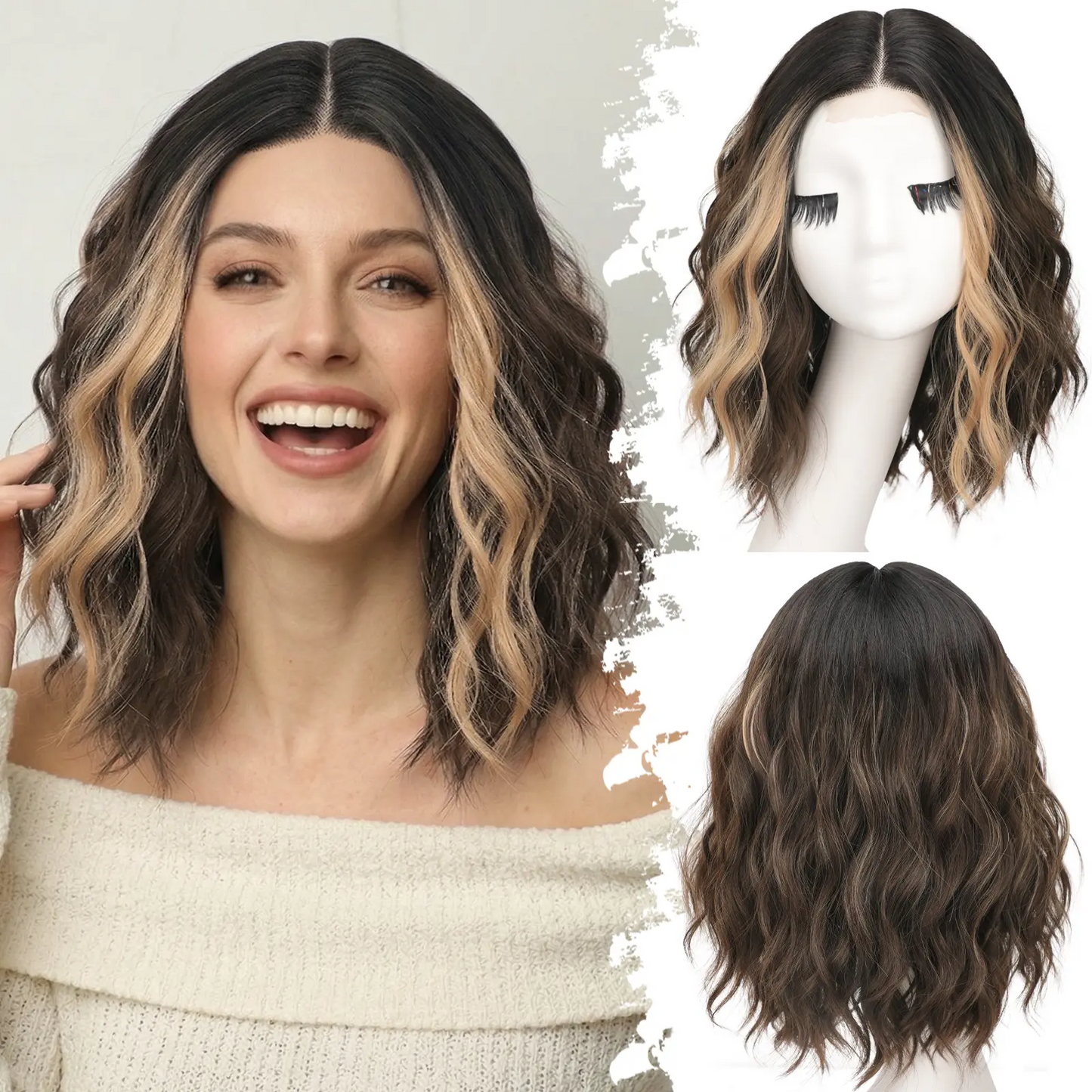 ✨ Natural-Looking Short Wavy Bob Wig With Instant Volume & Adjustable Comfort Fit
