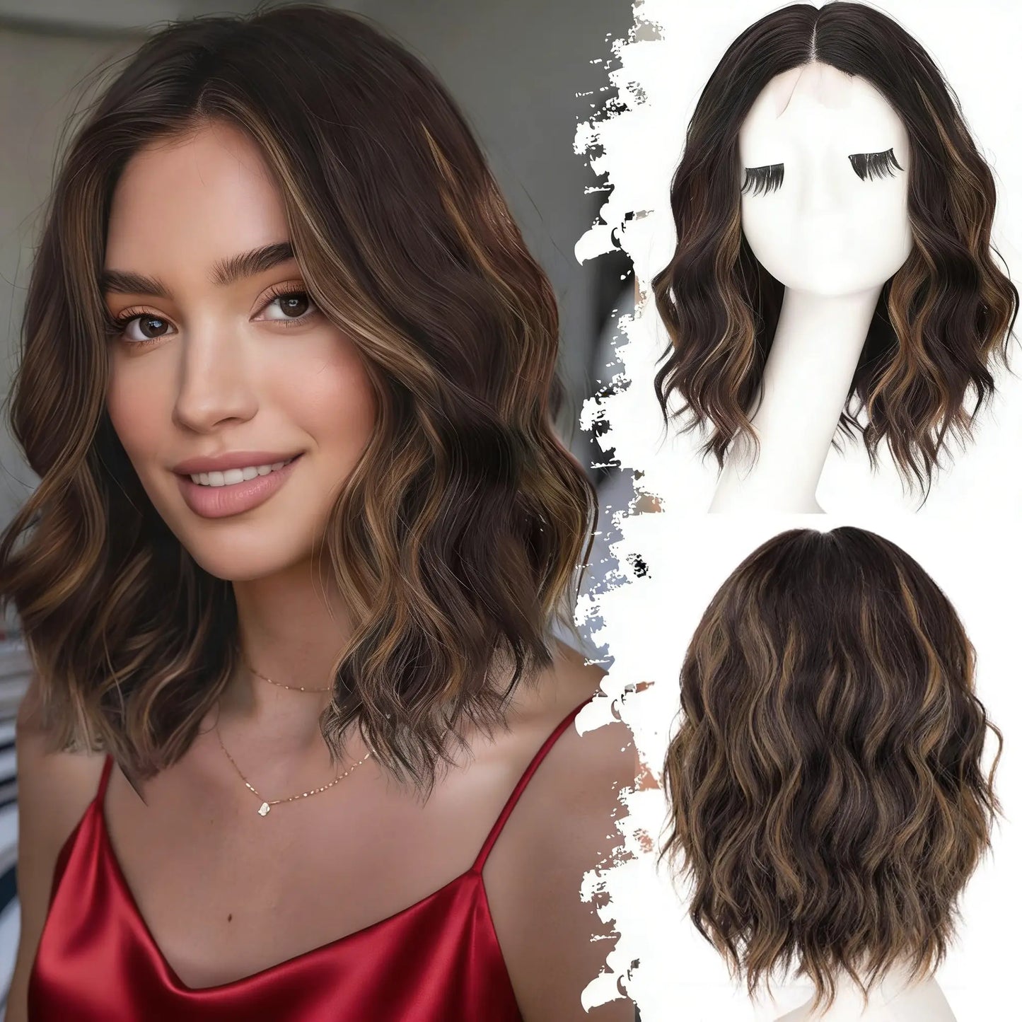 ✨ Natural-Looking Short Wavy Bob Wig With Instant Volume & Adjustable Comfort Fit