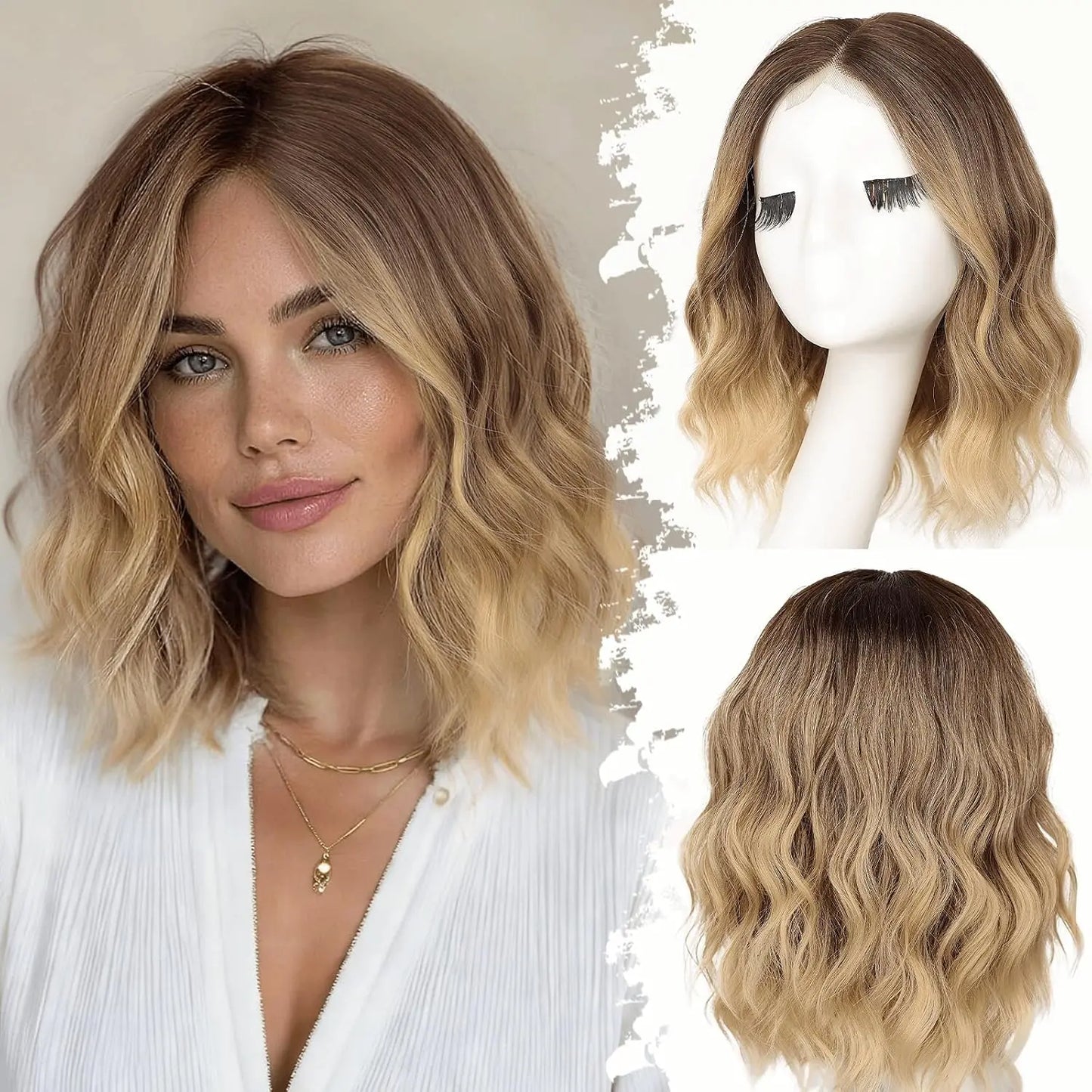 ✨ Natural-Looking Short Wavy Bob Wig With Instant Volume & Adjustable Comfort Fit