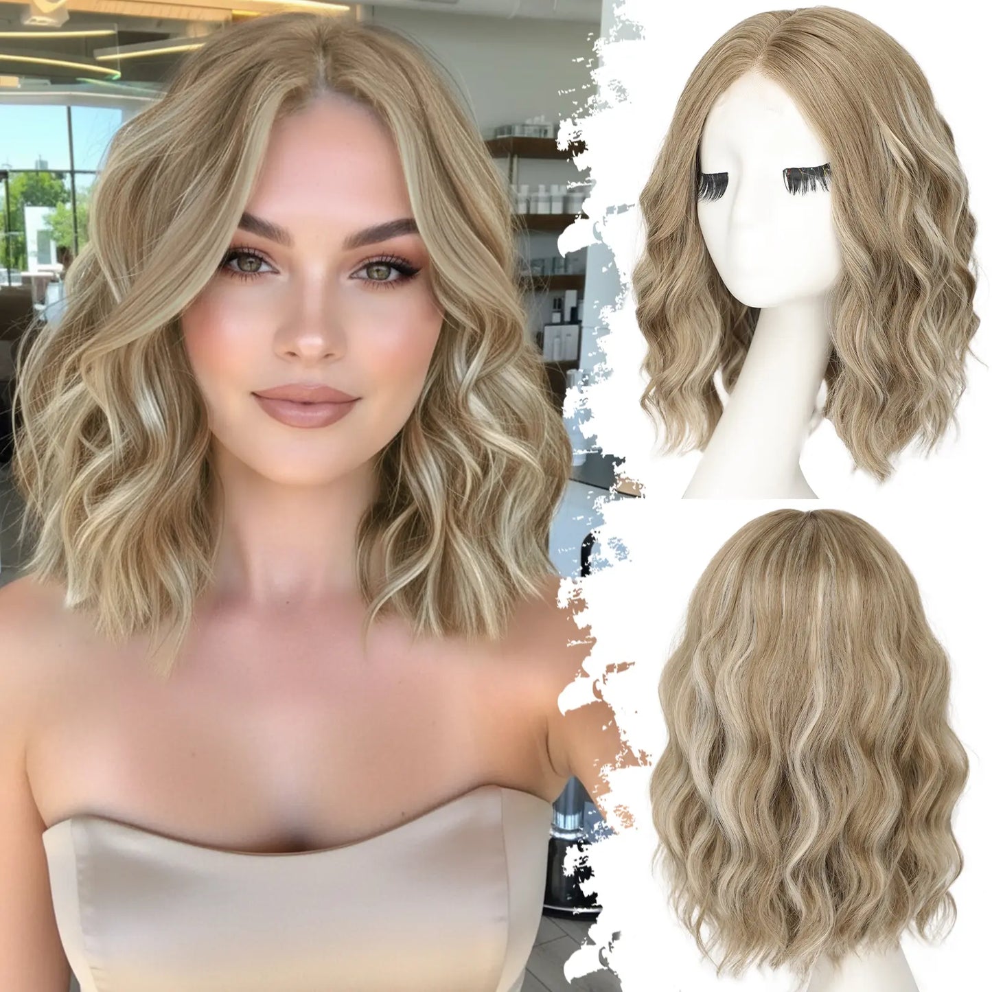✨ Natural-Looking Short Wavy Bob Wig With Instant Volume & Adjustable Comfort Fit
