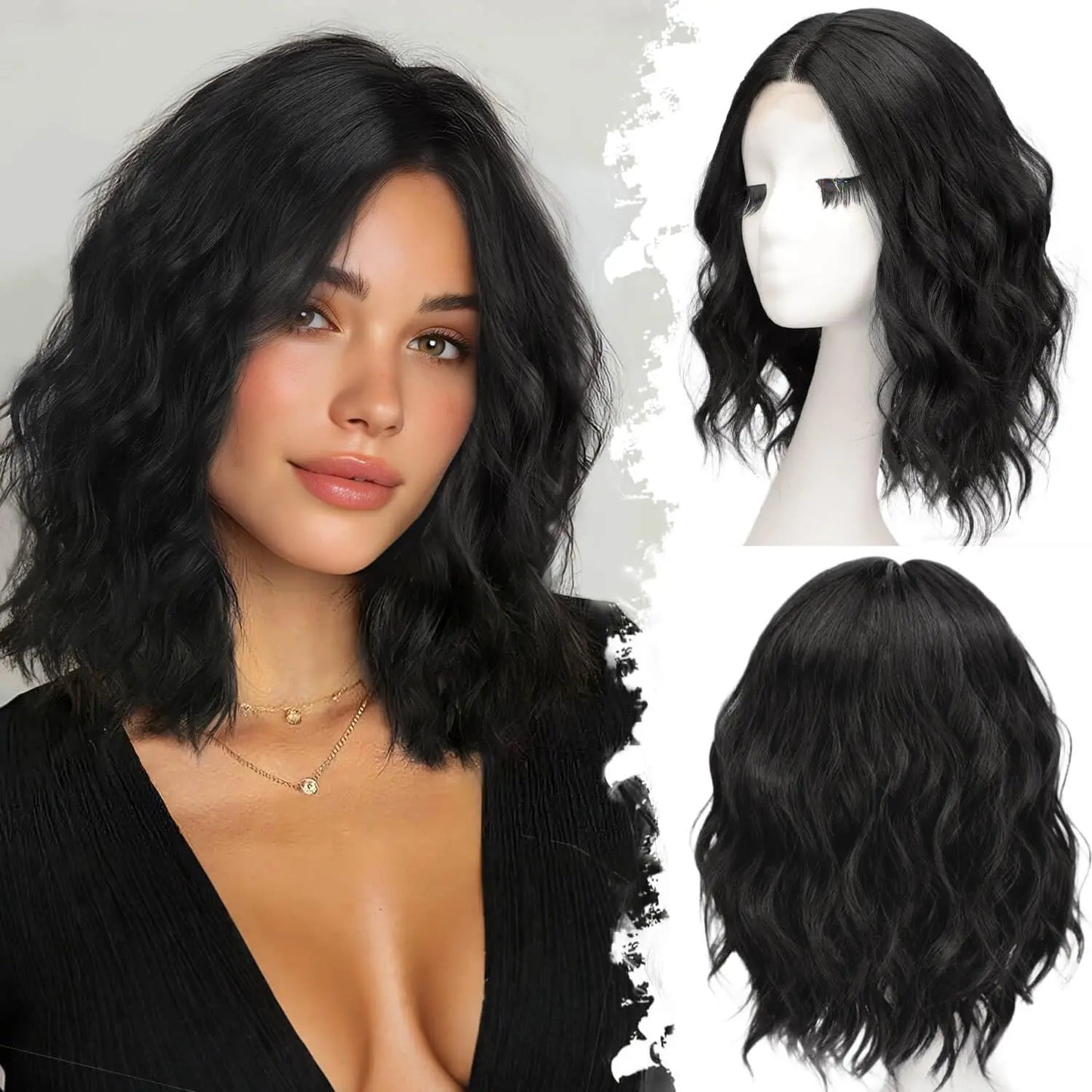 ✨ Natural-Looking Short Wavy Bob Wig With Instant Volume & Adjustable Comfort Fit