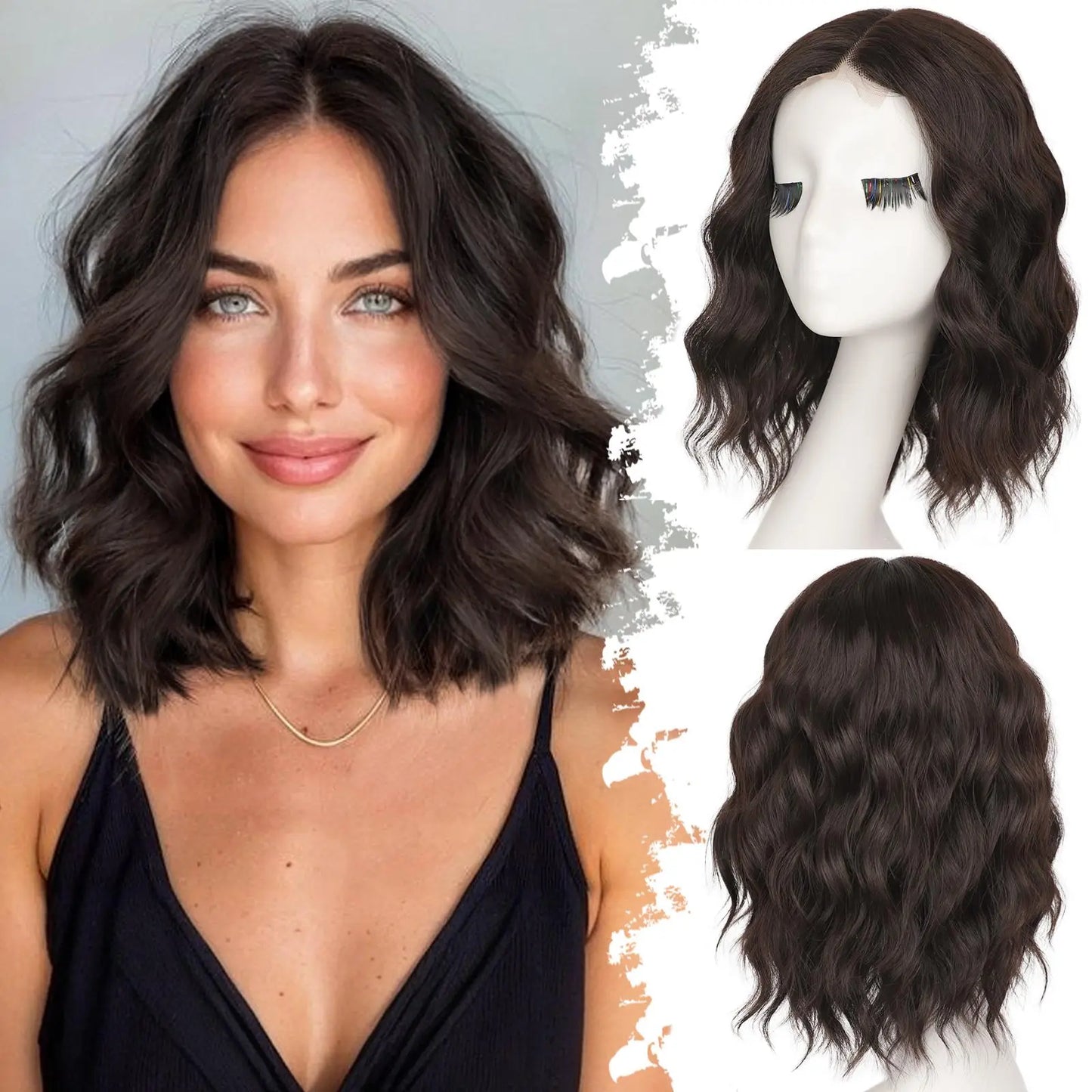 ✨ Natural-Looking Short Wavy Bob Wig With Instant Volume & Adjustable Comfort Fit
