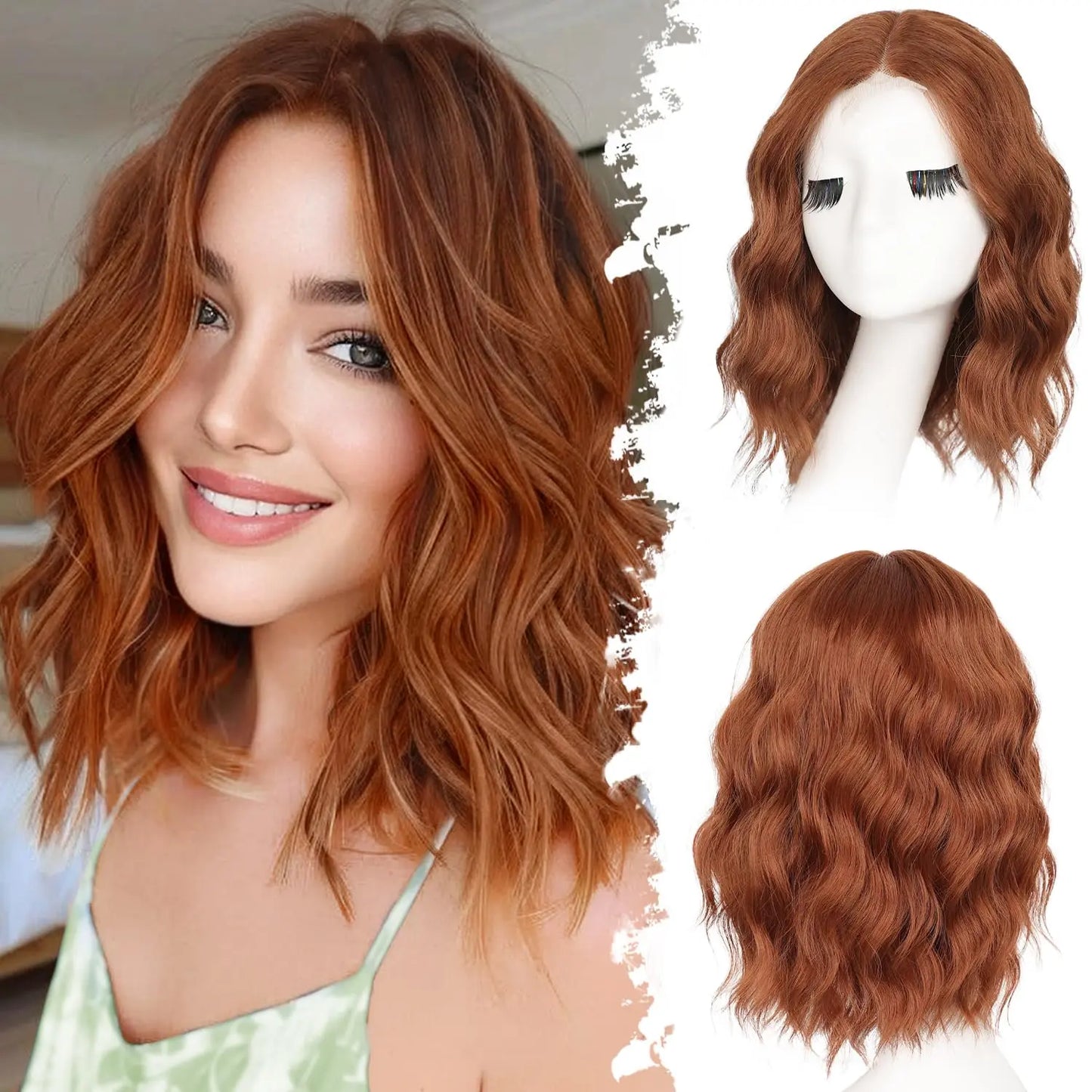 ✨ Natural-Looking Short Wavy Bob Wig With Instant Volume & Adjustable Comfort Fit