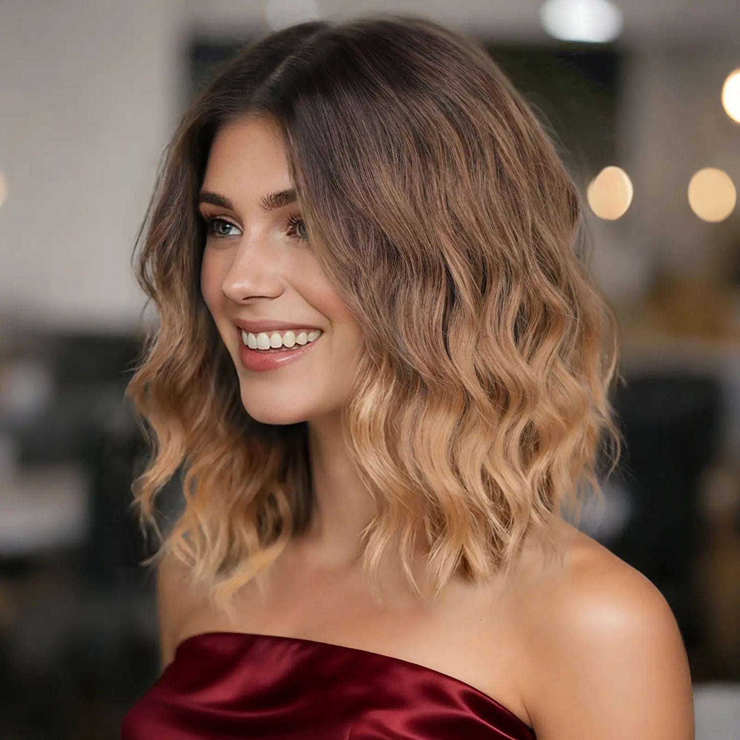 ✨ Natural-Looking Short Wavy Bob Wig With Instant Volume & Adjustable Comfort Fit