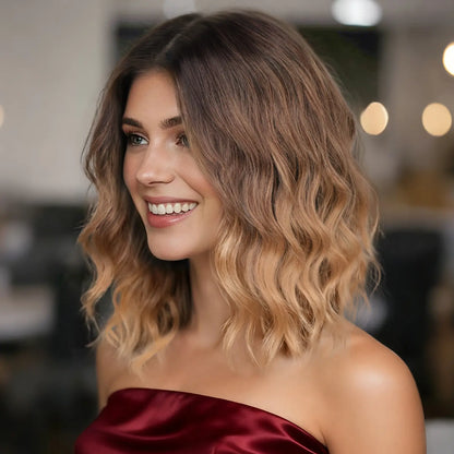 ✨ Natural-Looking Short Wavy Bob Wig With Instant Volume & Adjustable Comfort Fit
