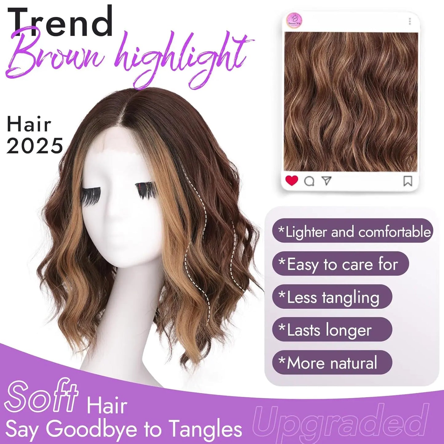 ✨ Natural-Looking Short Wavy Bob Wig With Instant Volume & Adjustable Comfort Fit