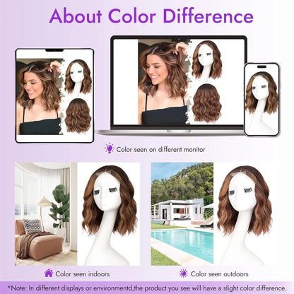 ✨ Natural-Looking Short Wavy Bob Wig With Instant Volume & Adjustable Comfort Fit
